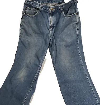 Carhartt Pants Adult 34X32 Blue Denim Relaxed Fit Straight Workwear Y2K Mens • $24.98