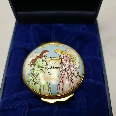 2000 Halcyon Days Enamels Trinket Box England - The Golden Rule Angels Mary Kay • $24.99