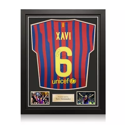 Xavi Hernandez Signed Barcelona 2011-12 Football Shirt. Standard Frame • $656.88