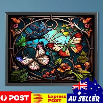 5D DIY Full Round Drill Partial AB Diamond Painting Butterfly Decoration 55x45cm • $19.19