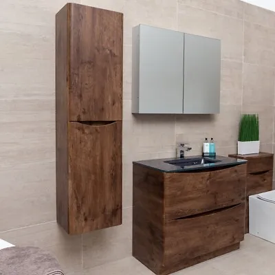 £249 • Buy Eaton Redwood Wall Hung Vanity Unit Bathroom Cabinet Wood Effect Storage WC