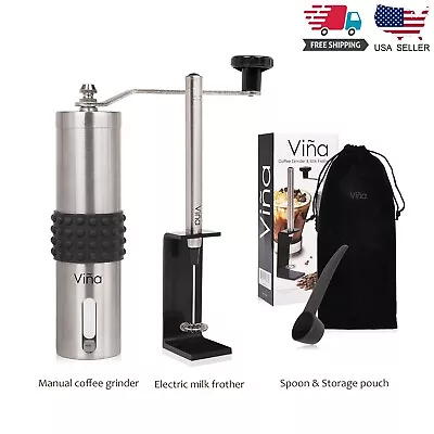 Manual Coffee Grinder Stainless Steel With Ceramic Burr Bean Mill Portable NEW • $12.99