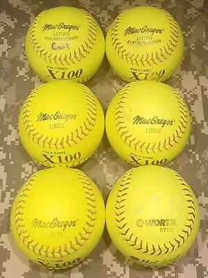 12” 5-MacGregor Softballs X100. 1-Worth  Hot Dot. Used CLEAN. (Lot Of 6) • $15