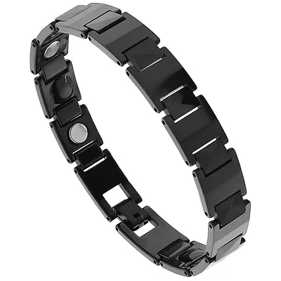 8  Tungsten Carbide Black Magnetic Bracelet W/ Faceted Hexagon Links • $49.99