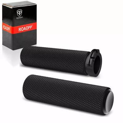 Motorcycle Black Knurled Fusion Grips For 1982-2018 HD Dual-Cable 1 25mm Harley • $9.88