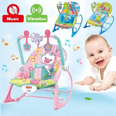 Baby Infant To Toddler Vibration Bouncer Rocker Swing Chair Soft Soothing Toys • £27.90