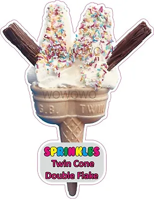 Ice Cream Van Sticker Twin Sprinkle Cone & 2 Flakes Ice Cream Stickers Decals • £3.95