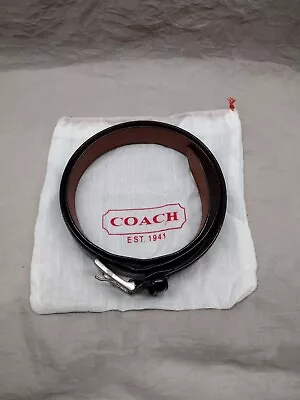 Coach Belt Mens Black Leather Silver Buckle Size 34  Calkfskin Handcrafted • $27