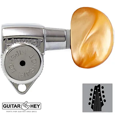 NEW Hipshot 8-String Grip-Lock LOCKING TUNERS Small AMBER Buttons 4x4 Set CHROME • $129.95