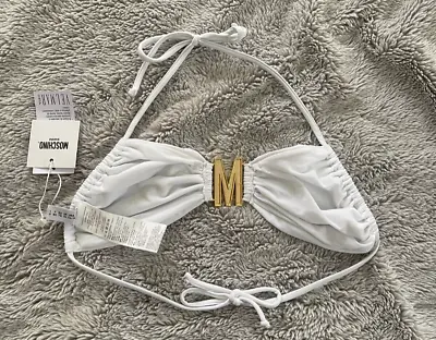 Moschino Logo-Plaque White Bikini Top Size:US34/S • $99
