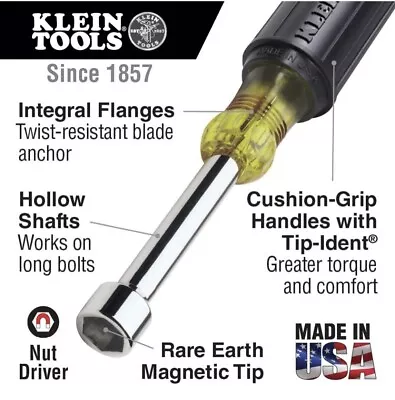 5/16 Magnetic Nut Driver  6 Inch Cushion Grip Handle Klein Tools #646-5/16M • $12.50