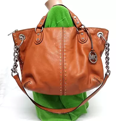 Michael Kors Uptown Astor Studded Camel Brown Tote Shoulder Handbag • $55