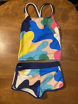 Mini Boden Girls Tankini Boy Shorts 5-6Y Camo Rainbow Free Shipping • $20