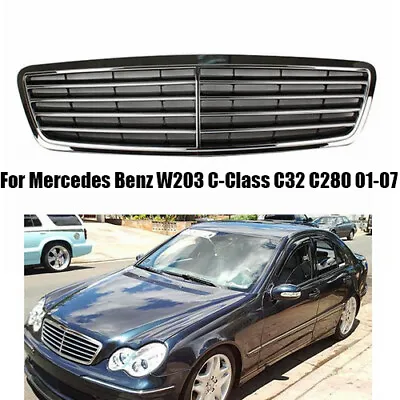 Front Grille For Mercedes Benz W203 C-Class C230 C320 C280 Chrome + Gloss Black • $61.90