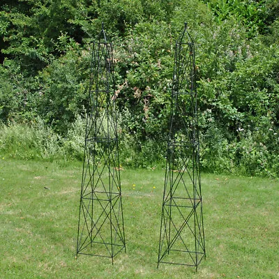 £71.99 • Buy 2.1m Outdoor Steel Garden Obelisks Plant Support Trellis For Climbers (Set Of 2)