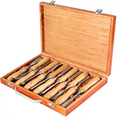 VEVOR 12pcs HSS Wood Lathe Chisel Set Woodworking Turning Tools Carving Gouges • $25.59