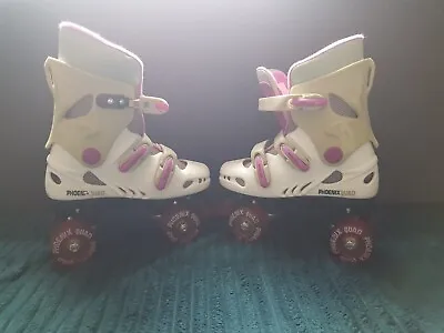 SFR Phoenix Quad Roller Skates Adult Child UK Size 3 Pink White Used Outdoor Toy • £13.99