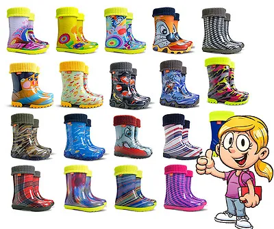 WELLIES KIDS RAIN WELLINGTON  Snow Boots Shoes Socks Children Baby Boys Girls • £13.98
