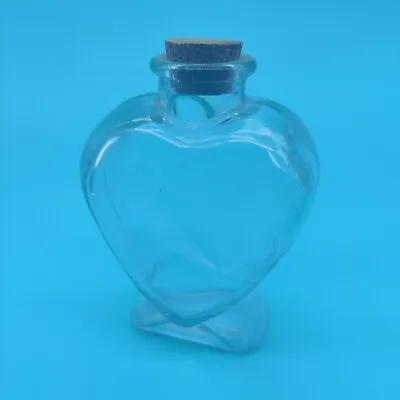 Heart Shaped Glass Jar Favor Bottle With Cork 5  Tall • $11.95