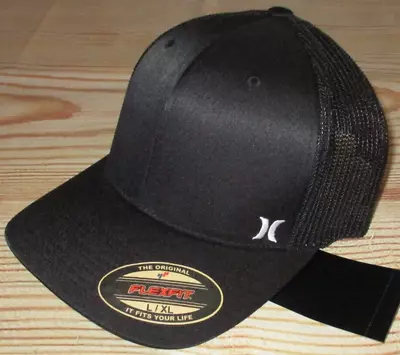 $27.90 • Buy Mens Hurley Icon Mesh Black Hat Flex Fit Fitted Cap Size L/xl