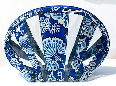 Vera Bradley Blue Lagoon Clear Cosmetic Lg 13” Zippered Cosmetic Travel Pouch • $34.99
