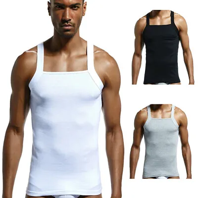 Men's G-Unit Style Square Cut Tank Tops Sleeveless Bodybuilding Muscle Male • $25.75