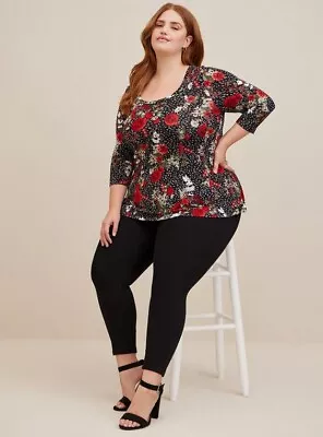 Torrid & Disney Mickey Floral Size 00 Rayon Slub Fit And Flare Top  • $24