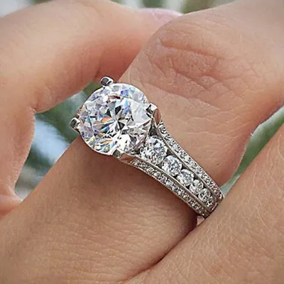 $2.22 • Buy Classic 925 Silver Filled Cubic Zircon Ring Women Jewelry Wedding Gift Sz 6-10