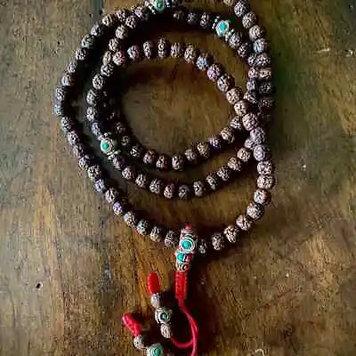 Rudrasha Buddhist Japa Mala 108 Beads Tibetan Rudraksha Rosary 108 Beads • $25