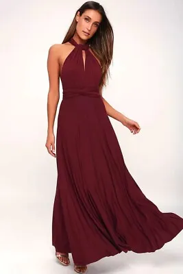 Ravon Infinity Maxi Dress By Von Vonni One Size Burgundy Wear In Many Styles • $49.99