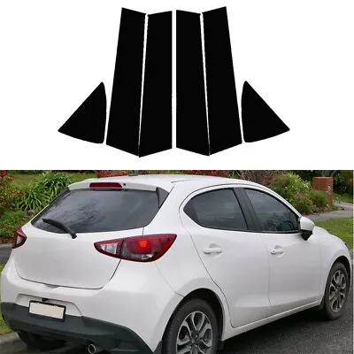 6Pcs Gloss Black Pillar Posts Door Sicker Cover Fit For Mazda2 Demio 2014-2023 • $11.01