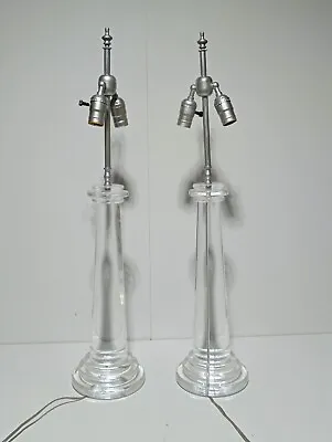 Vintage All Lucite Acrylic Table Lamps 31  X 7  - Set Of (2) BIN • $260