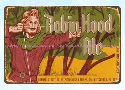 Posters Online 1970s Robin Hood Ale Beer Pittsburgh Brewing Co PA Metal Tin Sign • $18.87