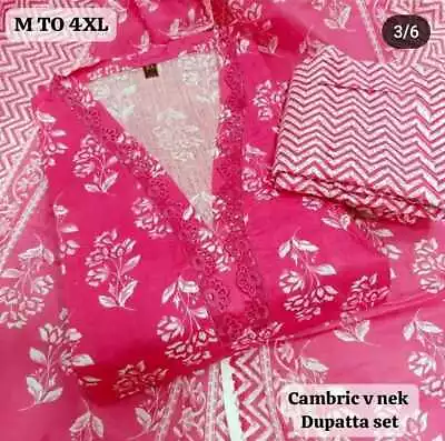 Indian Dress For Women Ready To Wear  Premium Cotton Kurti Pant Dupatta PINK • $33.22
