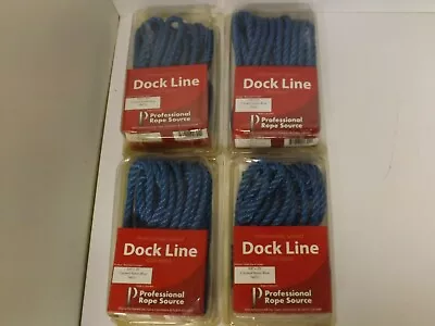 Professional Rope 3 Strand Nylon 3/8 Inch X 20 Foot Blue Dock Line 4 Each • $38.99