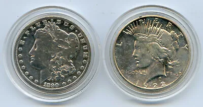 Wasted 1890 O Morgan Polished 1922 Peace Silver Dollars. Lot #2829 • $75