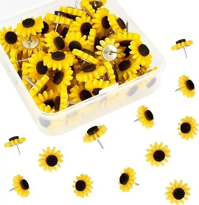 60Pcs Sunflower Push Pins For Photos Wall Maps Cork/Bulletin Boards • $11.99