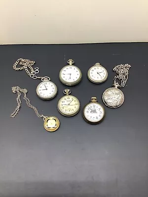 Vintage Lot Of 7 Pocket Watches For Parts/Repair Elgin Westclox Lamar AS IS • $25