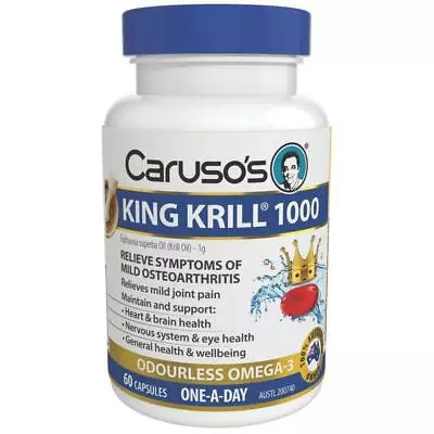 Caruso's King Krill 1000 60 Capsules Odourless Omega 3 Arthritis 1000mg Carusos • $45.90