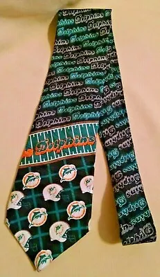 Miami Dolphins Necktie Tie Nfl Football Rm Sports Ralph Martin 1996 Silk Usa. • $19.99