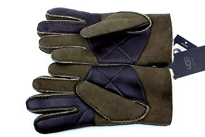 Ugg For Men Sheepskin Snap Tab Gloves Chocolate Brown Smart Gloves Medium • $83.97