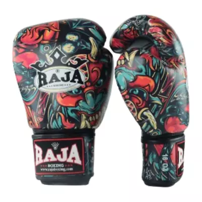 RAJA Boxing Gloves Muay Thai Giant Pattern Handmade Microfiber Synthetic Leather • $109.90