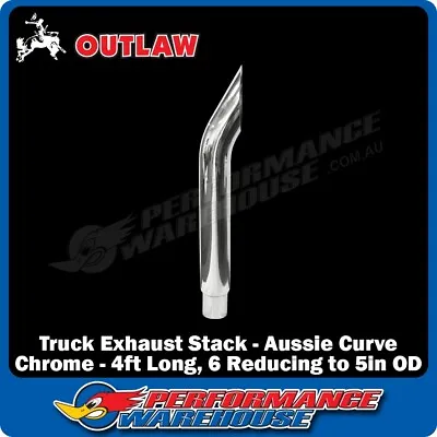 Truck Exhaust Stack Curved Chrome Steel 4ft Long 6  Reducing To 5  OD • $198.25