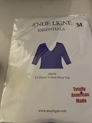 Designer A'NUE LIGNE Boxy Top Essentials Medium 3/4 Sleeve Iris New In Pack • $45