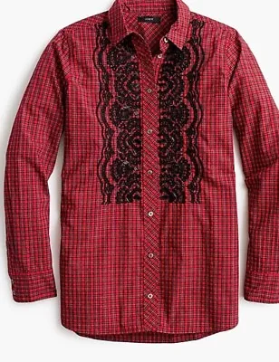 NWT J. Crew Boy Shirt In Embroidered Embellished Plaid 10 NEW • $36.77