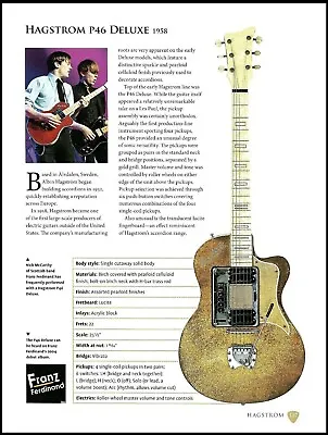 Franz Ferdinand Hagstrom P46 Deluxe + 1935 Hauser Guitar 9 X 7 Article W/ Specs • $4