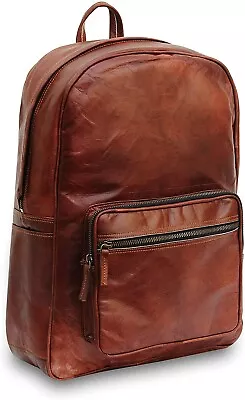 Unisex Leather Laptop Handmade Casual Backpack Messenger Travel Rucksack Vintage • $58.29