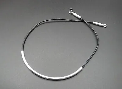 Mexico 925 Sterling Silver Black Cord Curved Bar Necklace Hook Clasp Vintage 16  • $29.66