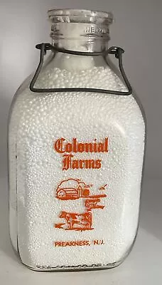 Vintage COLONIAL FARMS ACL Gallon Milk Bottle Preakness New Jersey • $38.99