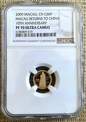 Macau 2009 Goddess Matsu 50 Patacas NGC PF70 Gold CoinProof • $220.50